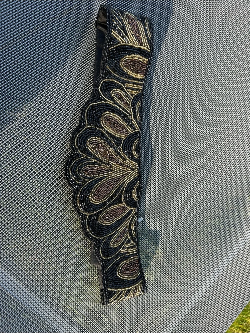 Vintage Magid Beaded Sash Belt Size small Velcro retro Indy whimsy spring summer